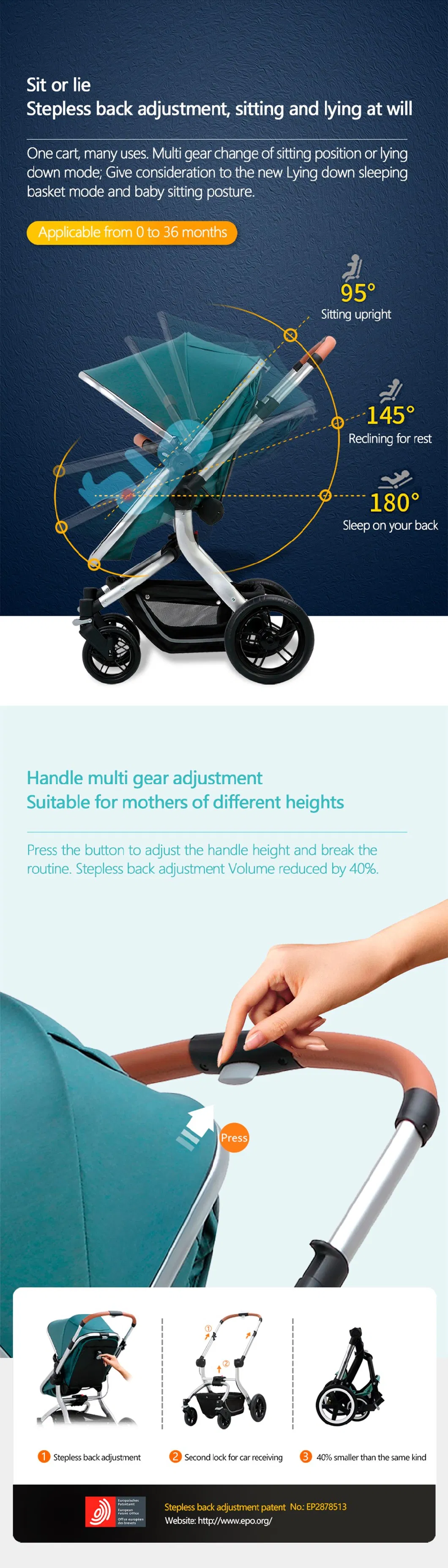 Light and Cheap Baby Stroller with Big Rear Wheels