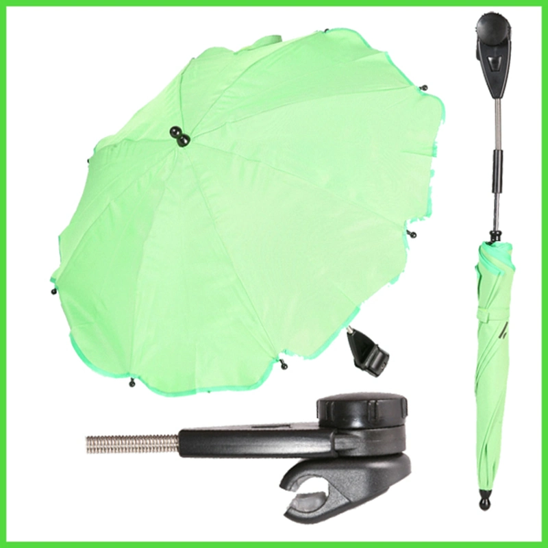 Fiberglass Frame Green Color Baby Stroller Buggy Umbrella with Universal Clamb
