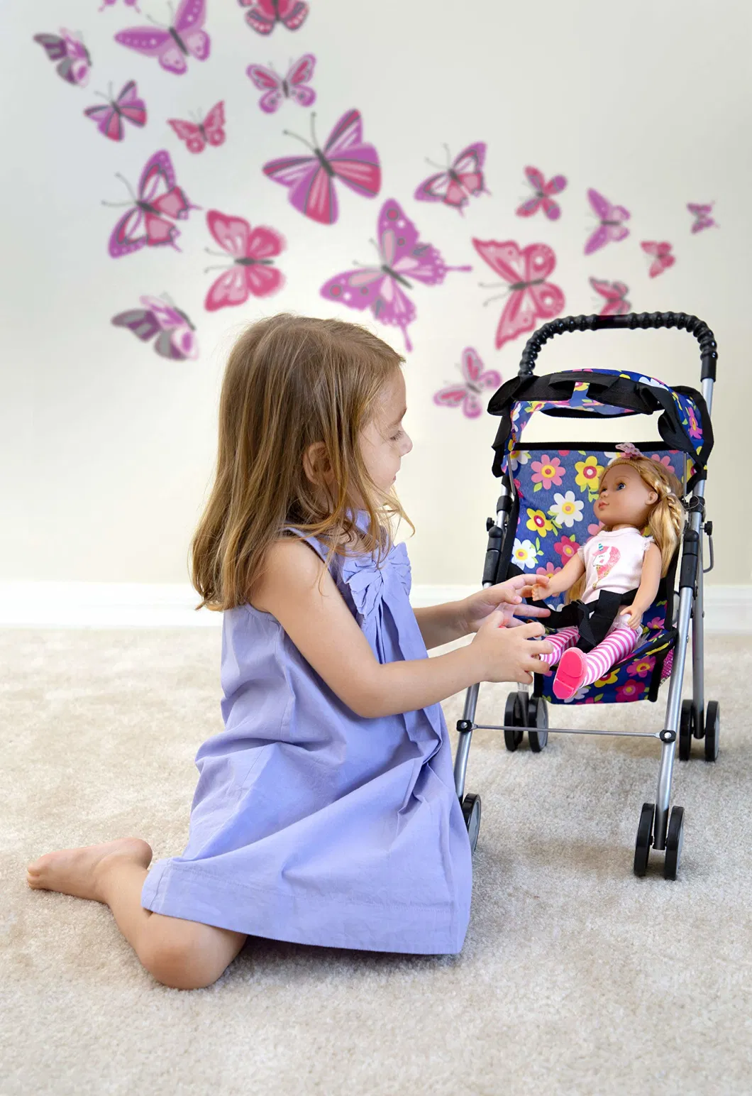 Exquisite Buggy My First Baby Doll Stroller Flower Design Toddler Pushchair