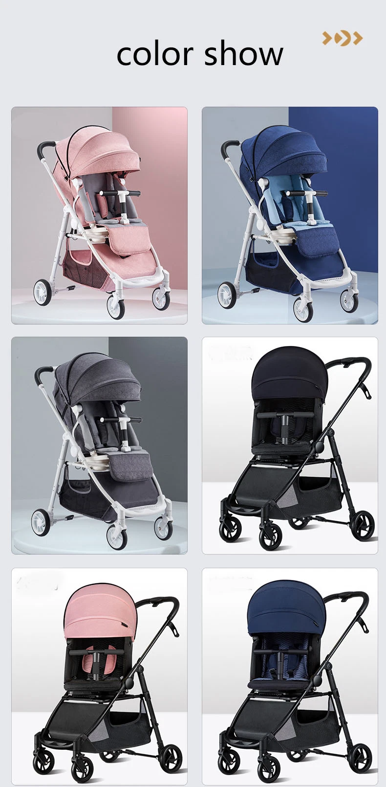 Hot Aluminium Alloy Fabric Manufacture Baby Stroller Foldable Compact Toddler Travel Stroller