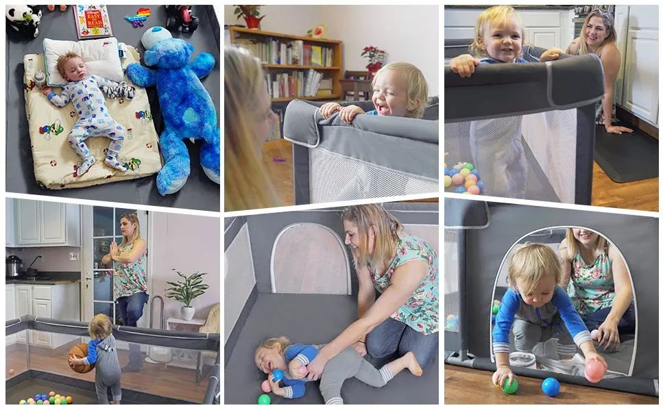 Large Foldable Portable Baby Trend Playpen Children&prime;s Safety Mesh Baby Playpens