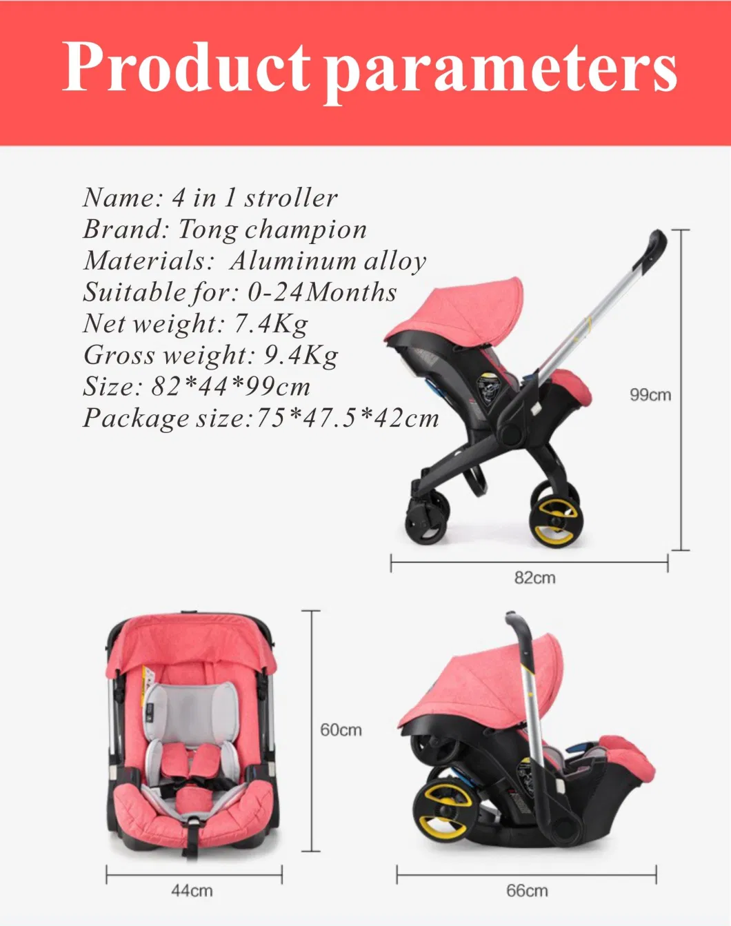 2023 Licensed New Style Toddler Folding Carseat Safety Buggy Baby Travel Pram Stroller