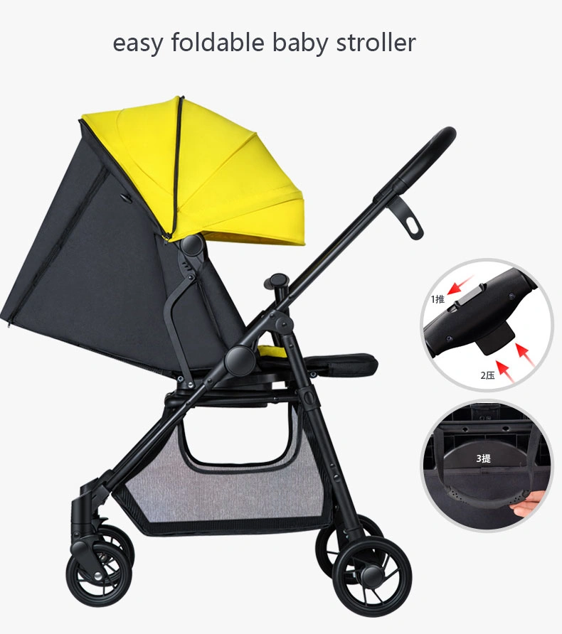 Hot Aluminium Alloy Fabric Manufacture Baby Stroller Foldable Compact Toddler Travel Stroller